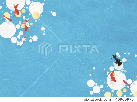 Texture of Japanese paper large and small circle swimming goldfish 40969976