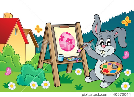 Easter bunny painter theme 3 40970044