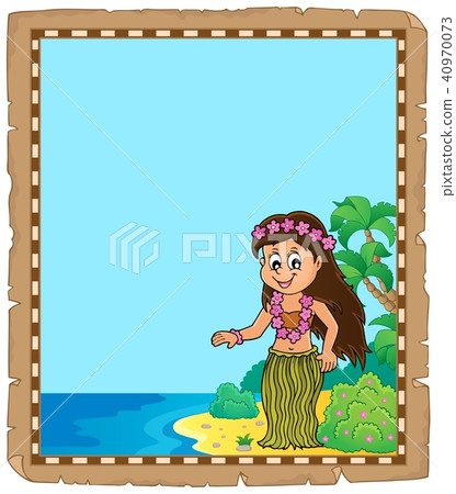 Parchment with Hawaiian theme dancer 40970073