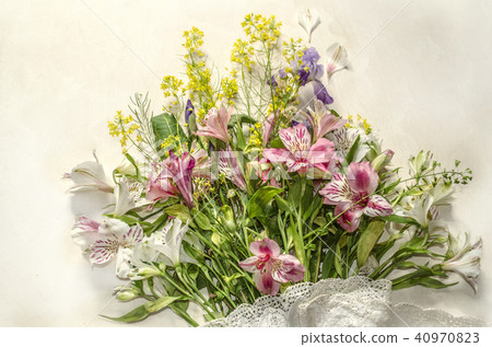 Bouquet of wild herbs and flowers Alstroemeria Bouquet of wild herbs and flowers Alstroemeria 40970823