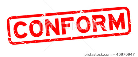 Grunge red conform word square rubber seal stamp 40970947