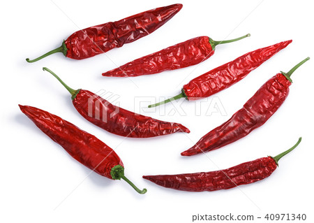 Dried Guajillo chiles, top view Dried Guajillo chiles, top view 40971340