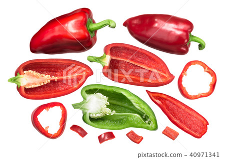Bell peppers Grueso de Plaza, whole and cut, top Bell peppers Grueso de Plaza, whole and cut, top 40971341