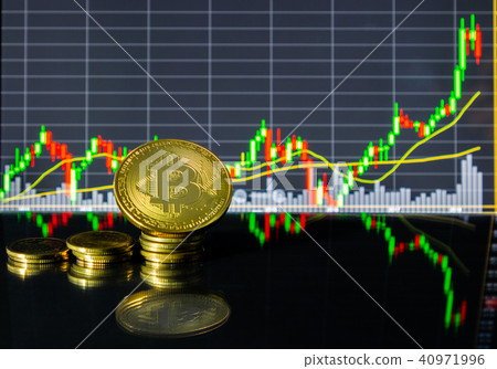 Golden bitcoin and stock chart Golden bitcoin and stock chart 40971996