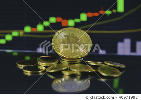 Golden bitcoin and stock chart Golden bitcoin and stock chart 40971998