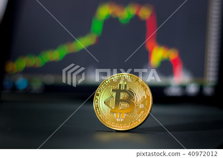 Golden bitcoin and stock chart Golden bitcoin and stock chart 40972012