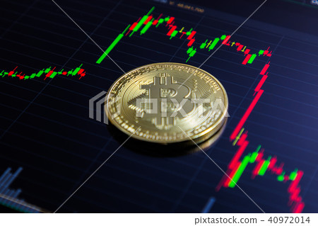 Golden bitcoin and stock chart Golden bitcoin and stock chart 40972014