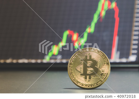 Golden bitcoin and stock chart Golden bitcoin and stock chart 40972018