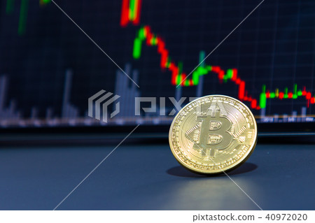 Golden bitcoin and stock chart Golden bitcoin and stock chart 40972020