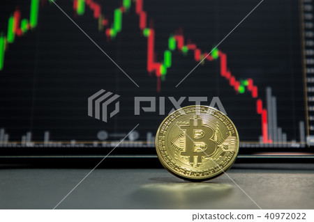 Golden bitcoin and stock chart Golden bitcoin and stock chart 40972022