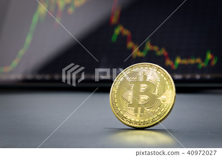 Golden bitcoin and stock chart Golden bitcoin and stock chart 40972027