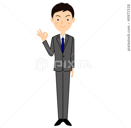 Illustration material of a young businessman who gives an OK sign Illustration material of a young businessman who gives an OK sign 40972526