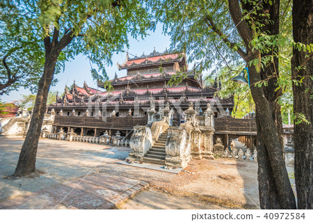 Teak wood monastery in Mandalay Myanmar 40972584