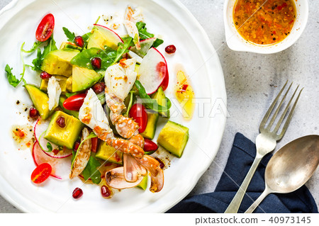 Crab with Avocado and Pomegranate salad Crab with Avocado and Pomegranate salad 40973145