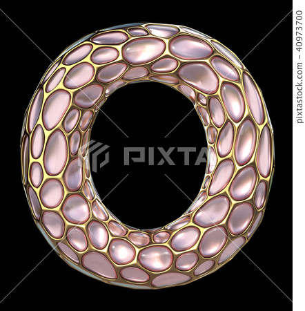 Golden shining metallic 3D with pink glass symbol capital letter O - uppercase isolated on black Golden shining metallic 3D with pink glass symbol capital letter O - uppercase isolated on black 40973700