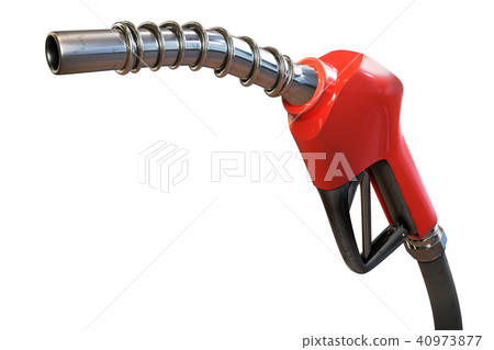 red gasoline dispenser handle, isolated on white 40973877