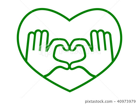 Hand Heart Sign Illustration Icon Green - Stock Illustration [40973979 ...