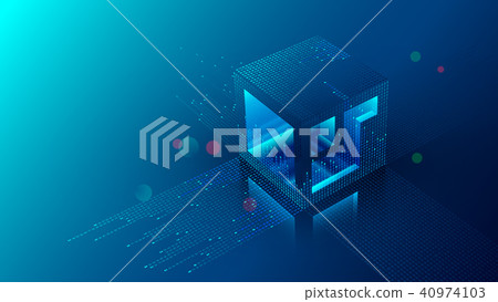 Mining blockchain concept illustration. Digital crypto currency abstract background. Fintech 40974103