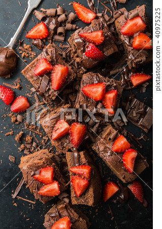 View from above tasty chocolate brownies 40975225
