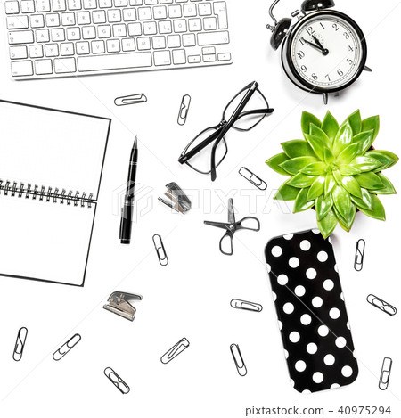 Home office workplace Flat lay Keyboard succulent Home office workplace Flat lay Keyboard succulent 40975294