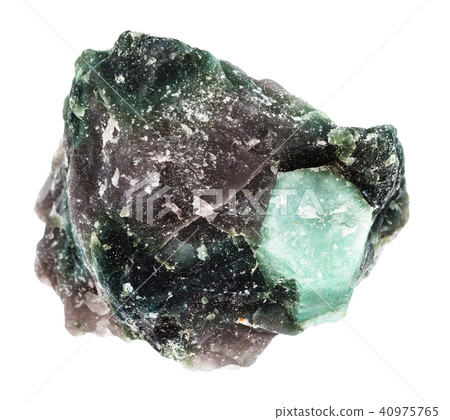rough crystal of Beryl gemstone in rock isolated rough crystal of Beryl gemstone in rock isolated 40975765