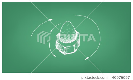 Sketch of Acorn Nut and Screw on Blueprint Sketch of Acorn Nut and Screw on Blueprint 40976097