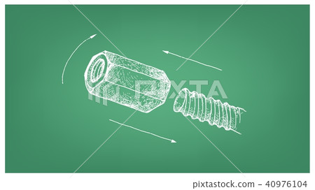 Sketch of Coupling Nut and Screw on Blueprint Sketch of Coupling Nut and Screw on Blueprint 40976104