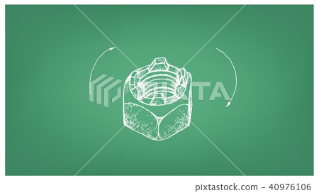 Sketch of Castle Nut and Screw on Blueprint 40976106