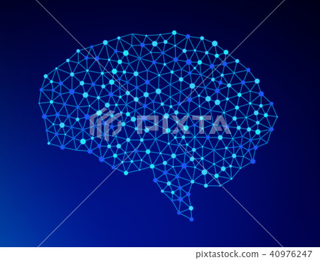 Human brain on blue background - Stock Illustration [40976247] - PIXTA