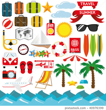 Flat design illustration set Summer Icons - Stock Illustration ...