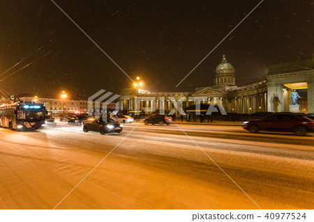 snow-covered Nevsky Prospect with Kazan Cathedral 40977524