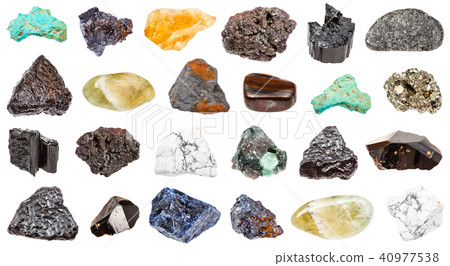 collection of minerals isolated on white 40977538