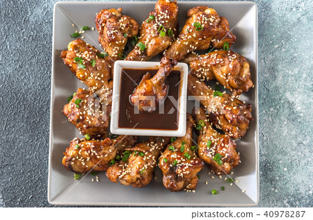 Chicken teriyaki wings with barbecue sauce Chicken teriyaki wings with barbecue sauce 40978287