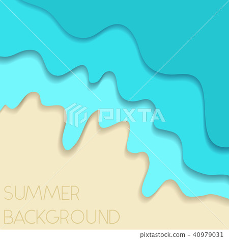 Bright summer wavy paper cut beach background 40979031