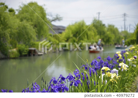 柳川市風景下坡河虹膜 40979272