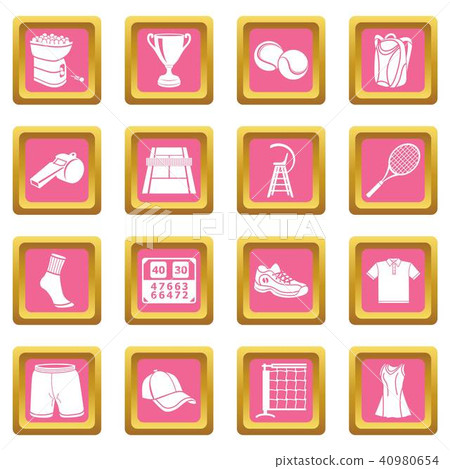 Tennis icons set pink square vector Tennis icons set pink square vector 40980654