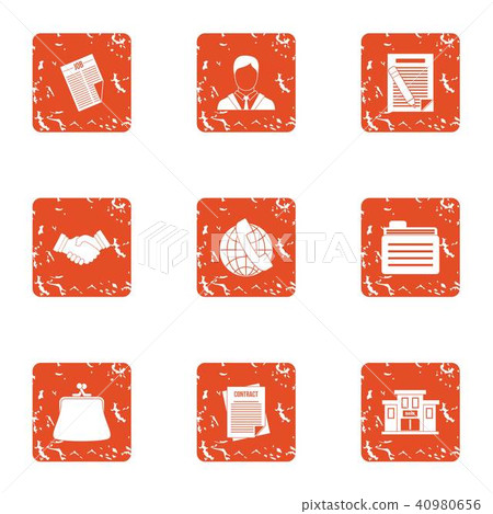 Document the law icons set, grunge style Document the law icons set, grunge style 40980656