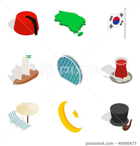 National excellence icons set, isometric style 40980675