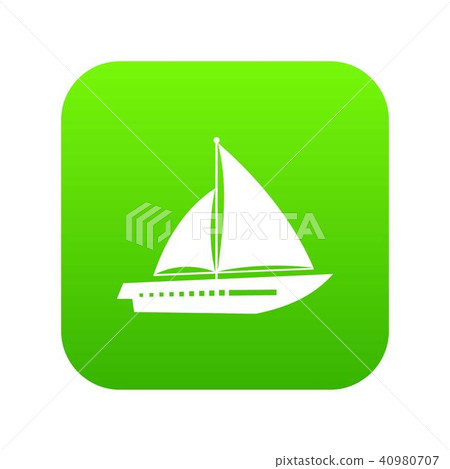 Sailing yacht icon digital green - Stock Illustration [40980707] - PIXTA