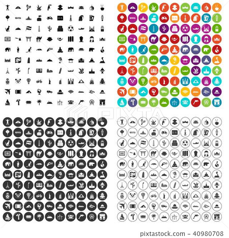 100 world tour icons set vector variant - Stock Illustration [40980708 ...