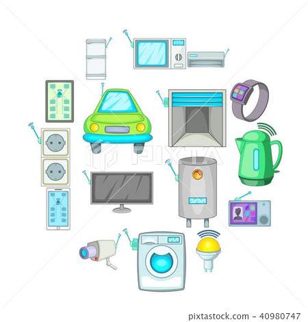 Smart home system icons set, cartoon style Smart home system icons set, cartoon style 40980747