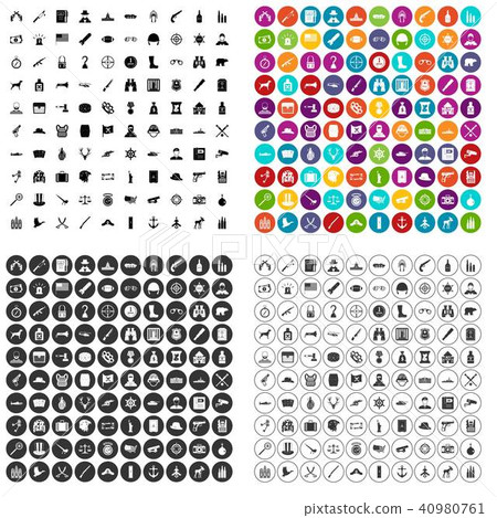 100 bullet icons set vector variant 40980761