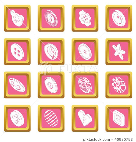 Clothes button icons set pink square vector Clothes button icons set pink square vector 40980798