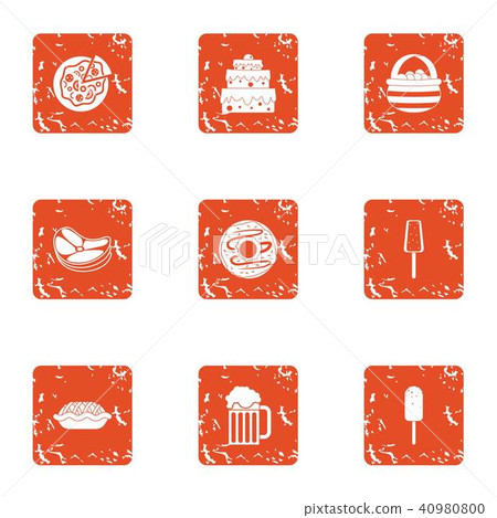 Food selection icons set, grunge style Food selection icons set, grunge style 40980800