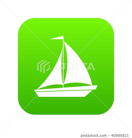 Boat with sails icon digital green Boat with sails icon digital green 40980821