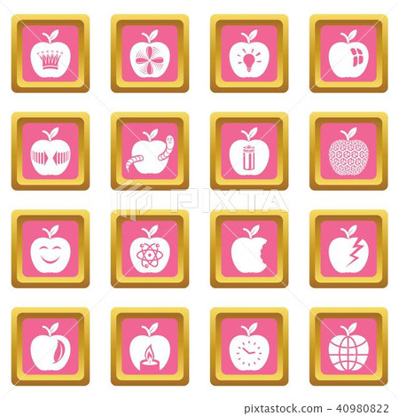 Apple logo icons set pink square vector Apple logo icons set pink square vector 40980822