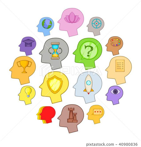 Human mind head icons set, cartoon style 40980836