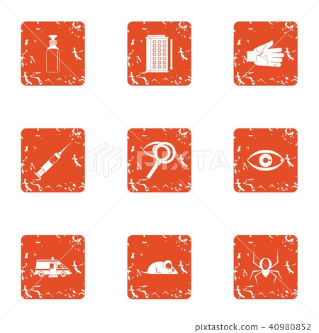 Poison disease icons set, grunge style Poison disease icons set, grunge style 40980852