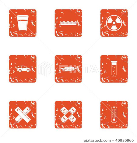 Chemical ingredient icons set, grunge style Chemical ingredient icons set, grunge style 40980960