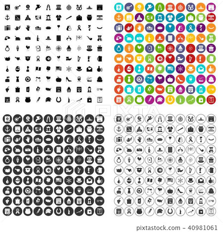 100 calendar icons set vector variant 40981061